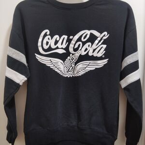 Coca Cola Women Black Crewneck Sweater with White Logo